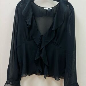 Wilfred Black Sheer Ruffle Skirt Set Top 2xl Skirt 14